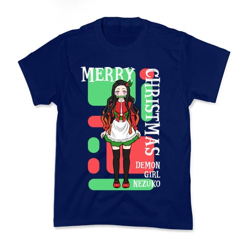 Merry Christmas Demon Girl Nezuko Kid's Tee