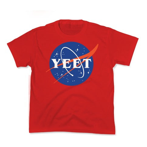 Yeet Nasa Logo Parody White Print Kid's Tee