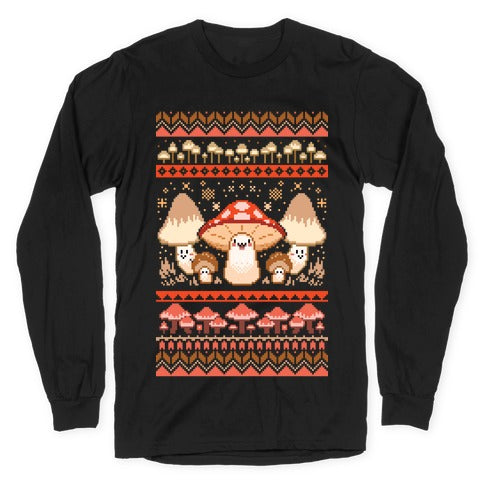 Mushroom Ugly Christmas Sweater Longsleeve Tee