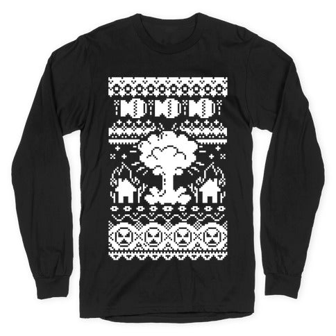Nuclear Christmas Sweater Pattern Longsleeve Tee