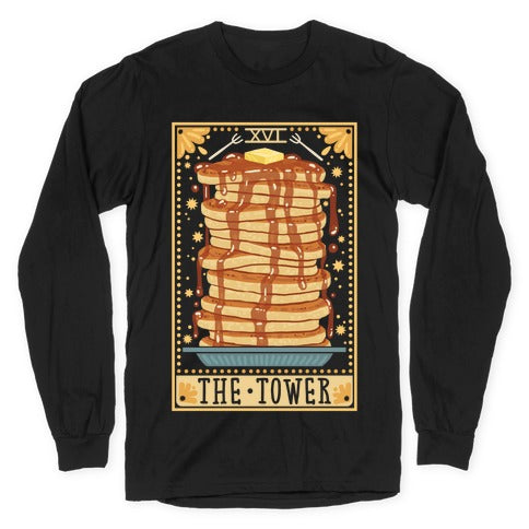 Tarot Card: The Tower (Of Pancakes) Longsleeve Tee