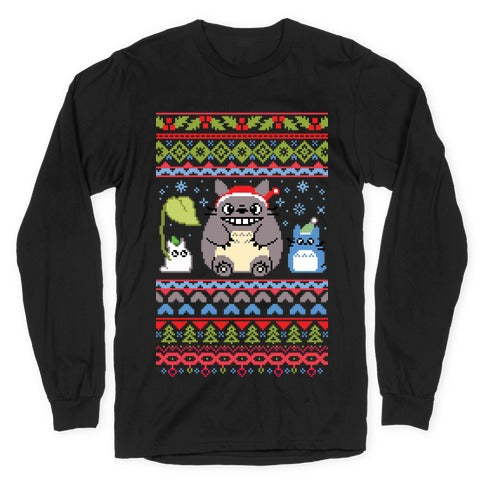 Totoro Ugly Christmas Sweater Longsleeve Tee