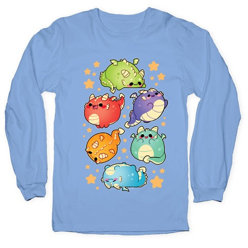 Kawaii Dragons Pattern Longsleeve Tee