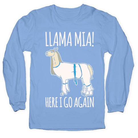 Llama Mia Parody White Print Longsleeve Tee