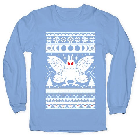 Mothman Ugly Sweater Pattern Longsleeve Tee