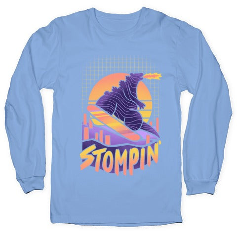 Stompin' Snowboarding Godzilla Longsleeve Tee