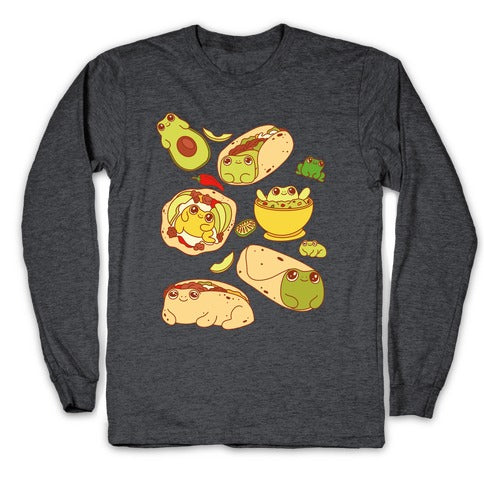 Mexican Food Frogs Pattern Longsleeve Tee