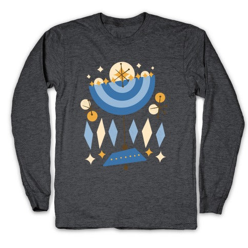 Mid-Century Modern Menorah (Hanukkah) Longsleeve Tee