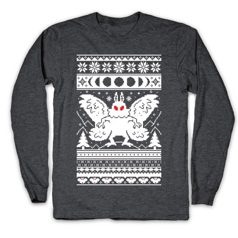 Mothman Ugly Sweater Pattern Longsleeve Tee