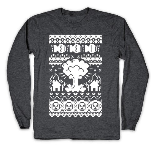 Nuclear Christmas Sweater Pattern Longsleeve Tee