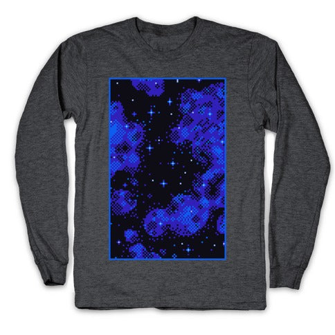 Pixelated Blue Nebula Longsleeve Tee