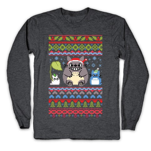 Totoro Ugly Christmas Sweater Longsleeve Tee