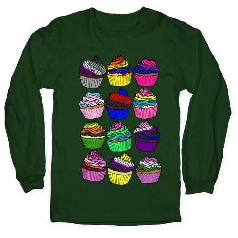 LGBTQ+ Cartoon Cupcakes Longsleeve Tee