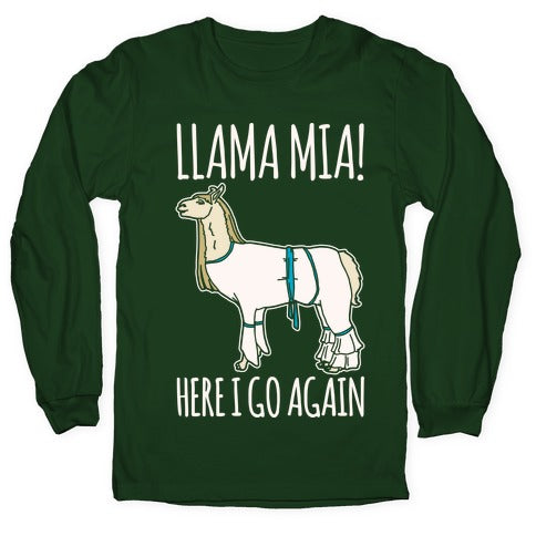 Llama Mia Parody White Print Longsleeve Tee