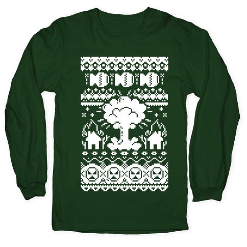 Nuclear Christmas Sweater Pattern Longsleeve Tee
