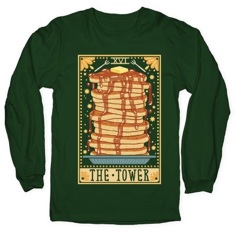 Tarot Card: The Tower (Of Pancakes) Longsleeve Tee