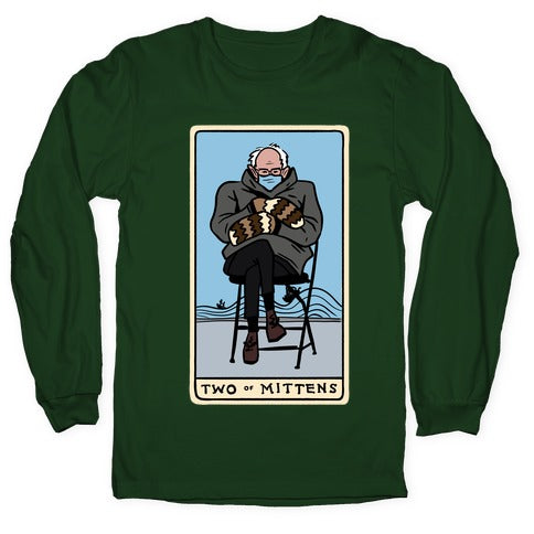 Two of Mittens (Bernie Tarot Parody) Longsleeve Tee