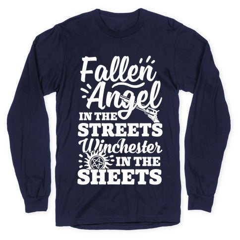 Fallen Angel In The Streets Winchester In The Sheets Longsleeve Tee
