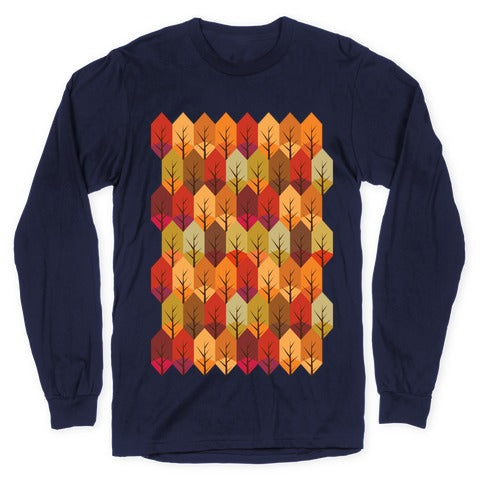 Geometric Fall Leaf Pattern Longsleeve Tee
