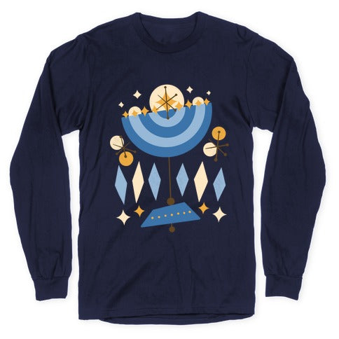 Mid-Century Modern Menorah (Hanukkah) Longsleeve Tee