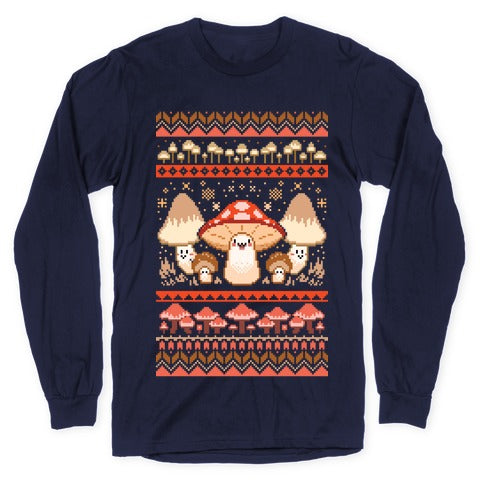 Mushroom Ugly Christmas Sweater Longsleeve Tee