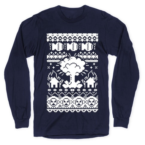 Nuclear Christmas Sweater Pattern Longsleeve Tee