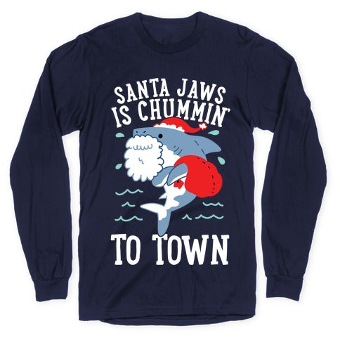 Santa Jaws Is Chummin' To Town Longsleeve Tee