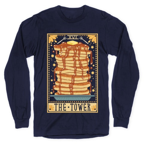 Tarot Card: The Tower (Of Pancakes) Longsleeve Tee
