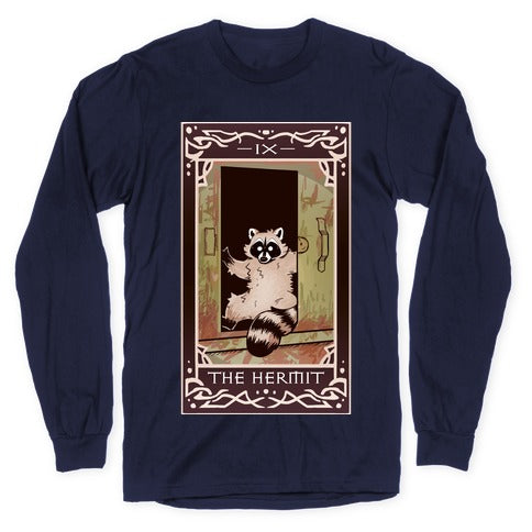 The Hermit Raccoon Tarot Card Longsleeve Tee