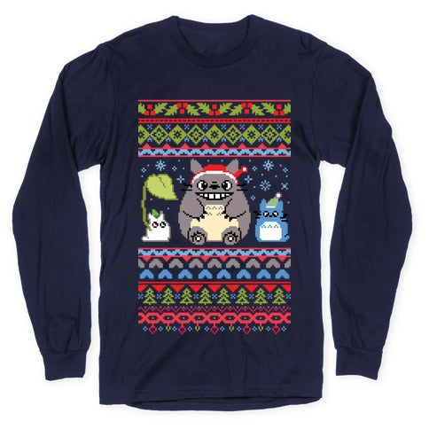 Totoro Ugly Christmas Sweater Longsleeve Tee