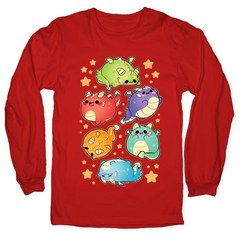 Kawaii Dragons Pattern Longsleeve Tee