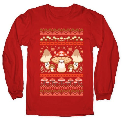 Mushroom Ugly Christmas Sweater Longsleeve Tee