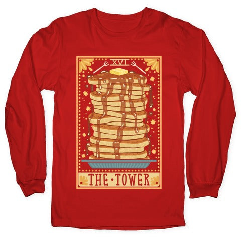 Tarot Card: The Tower (Of Pancakes) Longsleeve Tee