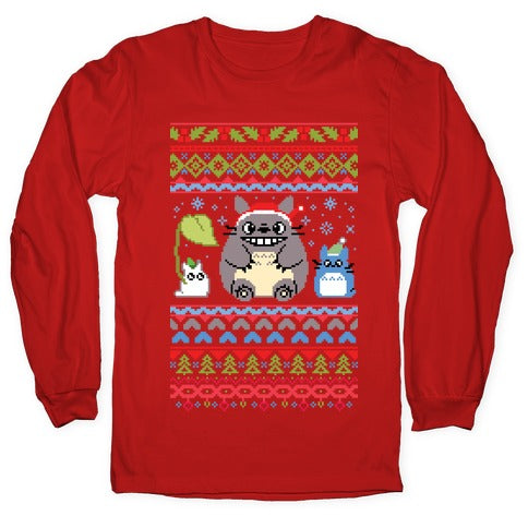 Totoro Ugly Christmas Sweater Longsleeve Tee