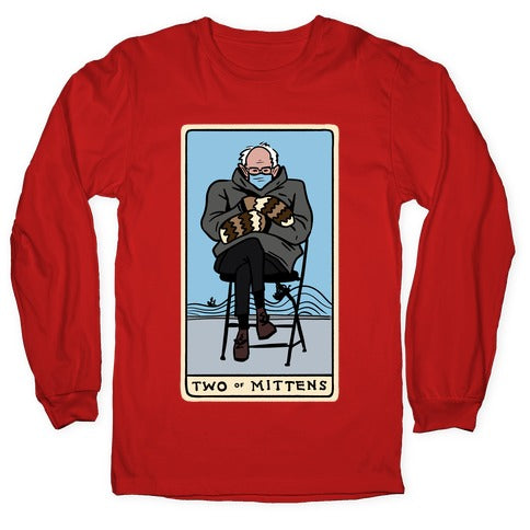 Two of Mittens (Bernie Tarot Parody) Longsleeve Tee