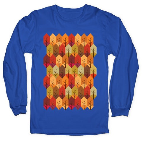 Geometric Fall Leaf Pattern Longsleeve Tee