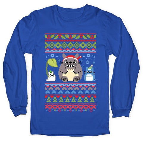 Totoro Ugly Christmas Sweater Longsleeve Tee