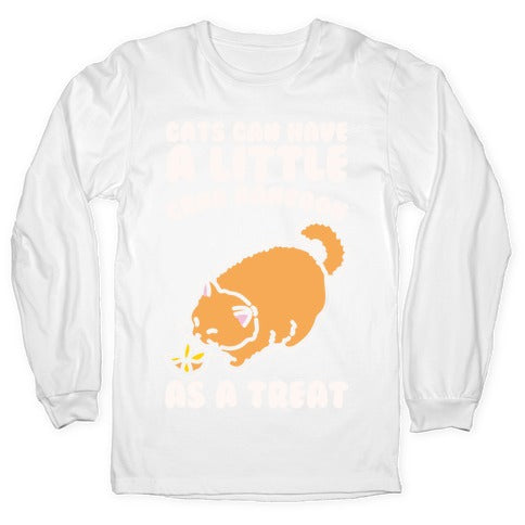 Cats Can Have A Little Crab Rangoon As A Treat White Print Longsleeve Tee