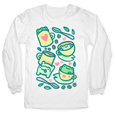 Coffee And Tea Frogs Longsleeve Tee