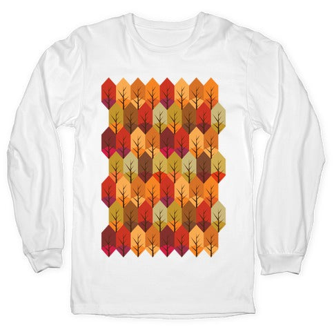 Geometric Fall Leaf Pattern Longsleeve Tee