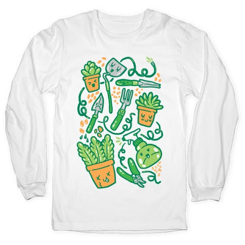 Kawaii Plants and Gardening Tools Longsleeve Tee