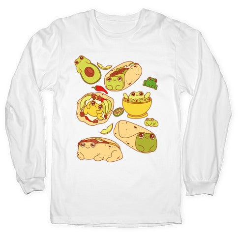 Mexican Food Frogs Pattern Longsleeve Tee