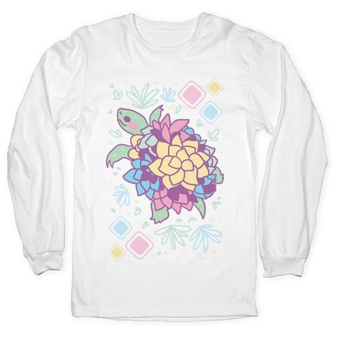 Pastel Succulent Turtle Longsleeve Tee