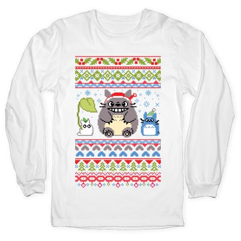 Totoro Ugly Christmas Sweater Longsleeve Tee