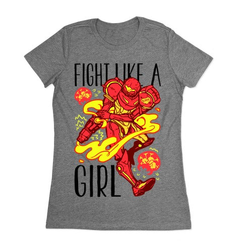 Fight Like A Girl Samus Parody Women's Cotton Tee