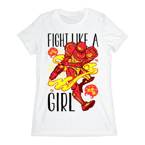 Fight Like A Girl Samus Parody Women's Cotton Tee