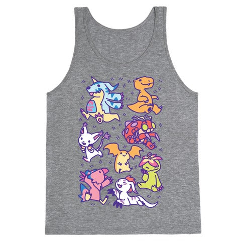 Digital Monsters Pattern Tank Top