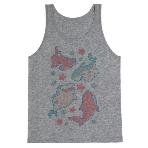 Happy Shark Pattern Tank Top