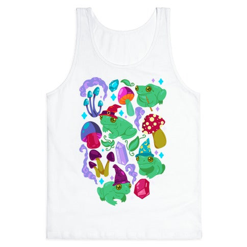 Magical Mushroom Frogs Pattern Tank Top