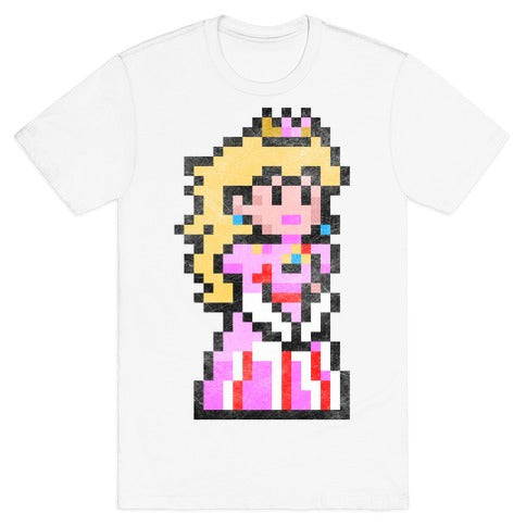 Princess Peach 8-Bit Parody T-Shirt